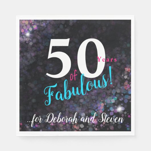 50年の素晴らしい、明るいカラフルグリッター スタンダードランチョンナプキン (正面)