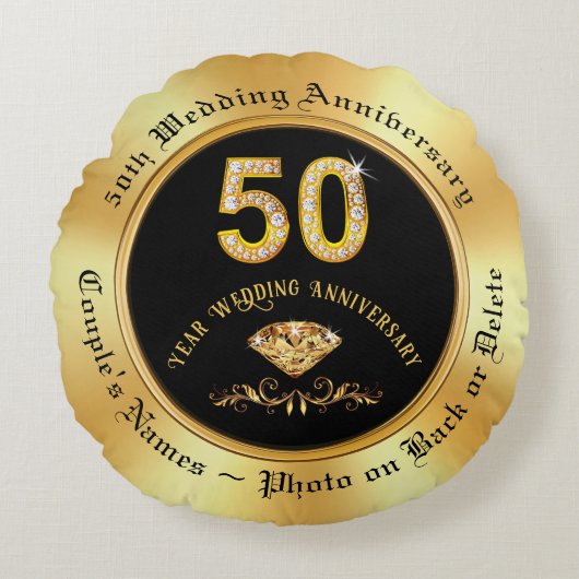 50年の結婚記念品，写真 ラウンドクッション (正面)