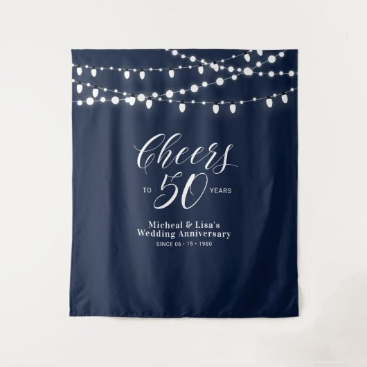 50年の結婚記念日おめでとう | ネイビー 50周年結婚式 タペストリー (正面)