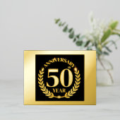 50年の結婚記念日 箔招待状ポストカード (立ち正面)