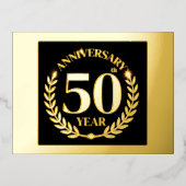 50年の結婚記念日 箔招待状ポストカード (正面)