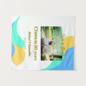 50年の記念日 おめでとう 愛は甘い レトロ タペストリー (正面(横))