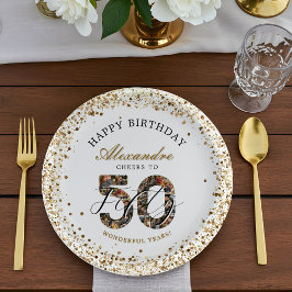 50年の軌跡を祝うバースデーフォトコラージュ ペーパープレート