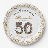 50年の軌跡を祝うバースデーフォトコラージュ ペーパープレート (正面)