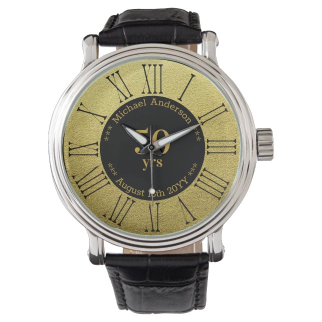 50年の退職または記念日パーソナライズされた 腕時計 (正面)