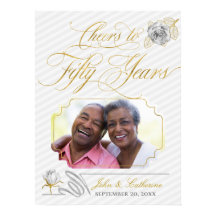 50年の金ゴールドと写真ストライプ付き応援