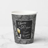50年の銀と黒の応援への誕生日 紙コップ (裏面)