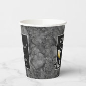 50年の銀と黒の応援への誕生日 紙コップ (左)