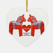 50年は一緒にスウェーデンのカスタムなハートに日付を記入しました セラミックオーナメント (正面)