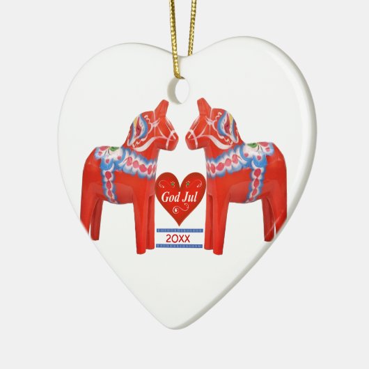 50年は一緒にスウェーデンのカスタムなハートに日付を記入しました セラミックオーナメント (左)