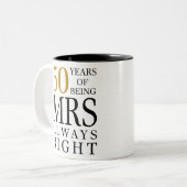 50年も前から正しい人が多い ツートーンマグカップ (正面左)