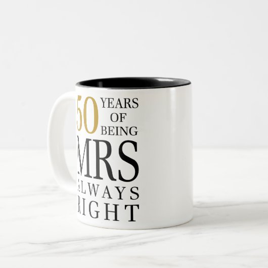 50年も前から正しい人が多い ツートーンマグカップ (正面左)