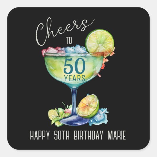 50年を祝おう 誕生日おめでとう スクエアシール (正面)