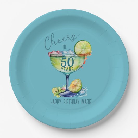 50年を迎えるミレストーンの誕生日おめでとう ペーパープレート (正面)