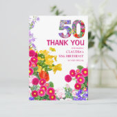 50年ガーデンエレガントフローラ- 50誕生日 サンキューカード (スタンド正面)