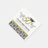 50年クラス懇親会ナプキンス – ブラックと金ゴールド スタンダードカクテルナプキン (角)