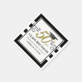 50年クラス懇親会ナプキンス – ブラックと金ゴールド スタンダードカクテルナプキン (角)