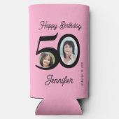 50年ハッピーバースデーピンクブラック2枚の写真名 スリム缶クーラー (裏面)
