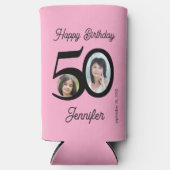 50年ハッピーバースデーピンクブラック2枚の写真名 スリム缶クーラー (正面)