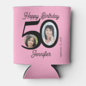 50年ハッピーバースデーピンクブラック2枚の写真名 缶クーラー (正面)