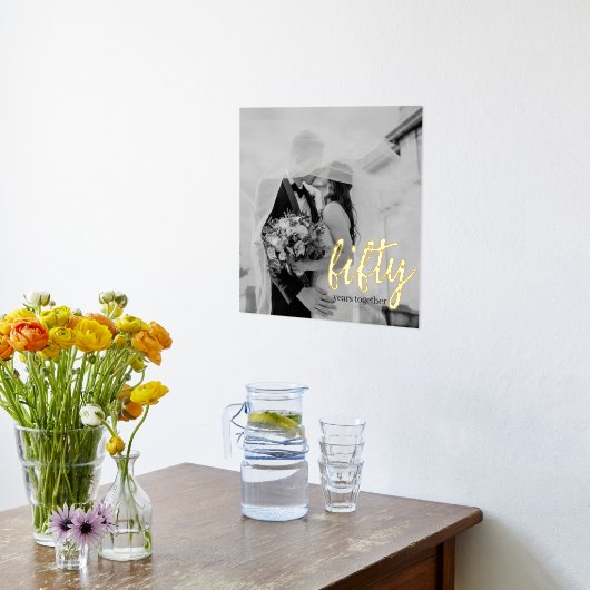 50年一緒に – の結婚記念日のフォトフォイル 箔ポスター (レイダウン (キッチン))
