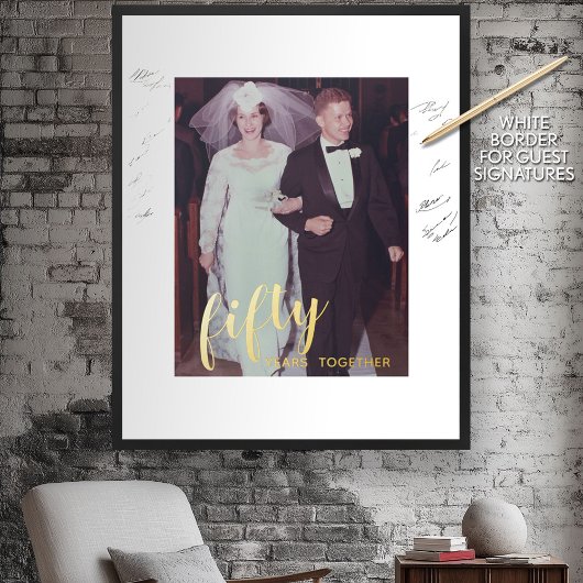 50年一緒に – 結婚の記念写真 箔ポスター