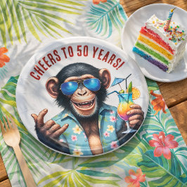 50年乾杯!サマーモンキーの50歳の誕生日 ペーパープレート