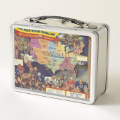 50年代からのアメリカン・フットボールのヴィンテージの地図 メタルランチボックス (裏面)