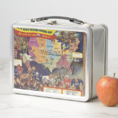 50年代からのアメリカン・フットボールのヴィンテージの地図 メタルランチボックス (インサイチュ)