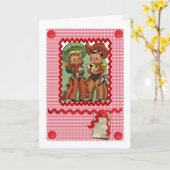 50年代のかわいいカウボーイの友人のレトロの挨拶状 カード (黄色い花)