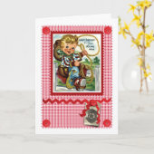 50年代のかわいいカウボーイの挨拶状 カード (黄色い花)