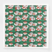 50年代のグリーンビンテージクリスマスパターンと子猫 (正面)