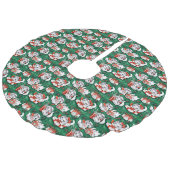 50年代のグリーンビンテージクリスマスパターンと子猫 フェイクリネンツリースカート (アングル)