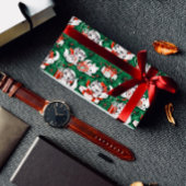 50年代のグリーンビンテージクリスマスパターンと子猫 ラッピングペーパーシート