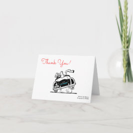 50年代のスタイルカップルの車結婚の サンキューカード