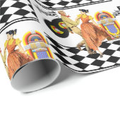 50年代のダイナーのジュークボックスはカップルの踊りを記録します ラッピングペーパー (ロールコーナー)