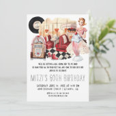 50年代のダイナーのソックスのホツプの誕生会 招待状 (スタンド正面)