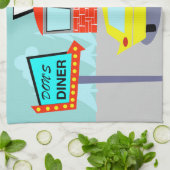 50年代のダイナーの台所タオル キッチンタオル (折り畳み)