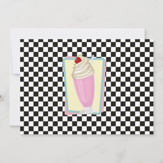 50年代のダイナーの誕生日のレトロのパーティーの五十年代の写真50s 招待状 (裏面)