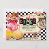 50年代のダイナー ミルクシェイク パーティー 招待状 (正面)