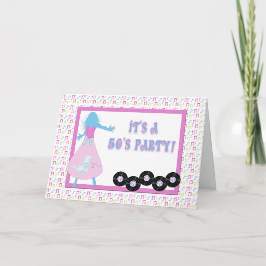 50年代のテーマのパーティの招待状 招待状 (正面)