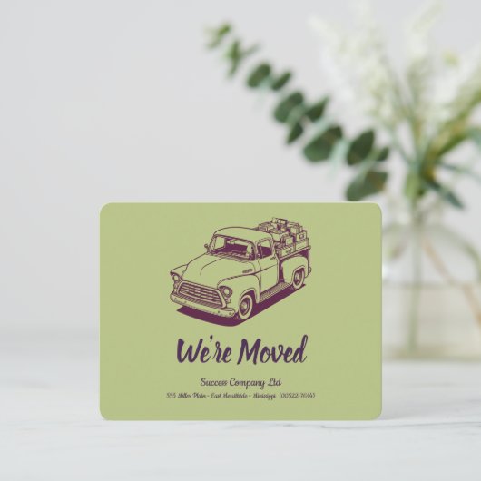 50年代のトラックグリーンバック - オフィスの住所をパーソナライズ 案内状 (スタンド正面)