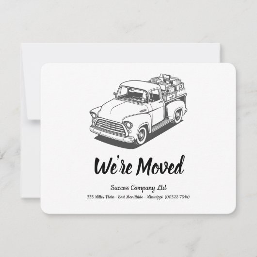 50年代のトラック　白黒　オフィスの住所をパーソナライズ 案内状 (正面)