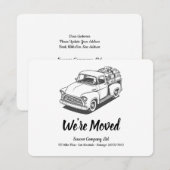 50年代のトラック　白黒　オフィスの新住所をカスタマイズ 案内状 (正面/裏面)