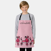 50年代のピンクのプードルがパーソナライズ エプロン (着用した状態)
