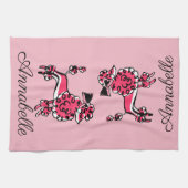 50年代のピンクのプードルがパーソナライズ キッチンタオル (横)