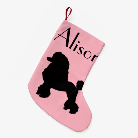 50年代のピンクのプードルのスカートのクリスマスのストッキング スモールクリスマスストッキング (正面 (吊り時))
