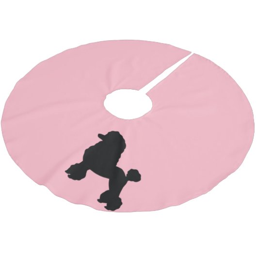 50年代のピンクのプードルのスカートのクリスマスツリーのスカート ブラッシュドポリエステルツリースカート (アングル)