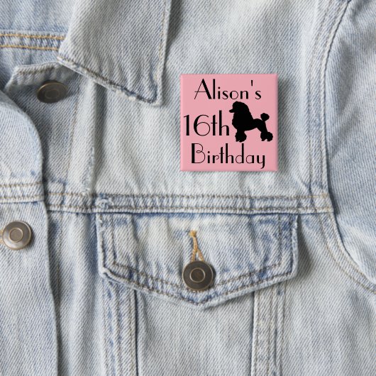 50年代のピンクのプードルのスカートの刺激を受けたなボタン 缶バッジ (インサイチュ)