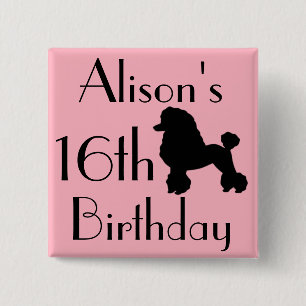 50年代のピンクのプードルのスカートの刺激を受けたなボタン 缶バッジ